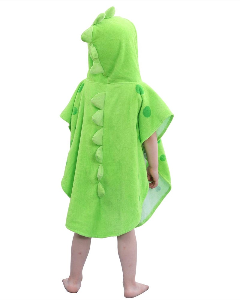 LOLANTA Children's Terry Cloth Hooded Bath Towels Dinosaur, Boys Beach Towel Pool Poncho Swim Cover-Ups Cotton (Green#B, 4-6 Years) - Image 3
